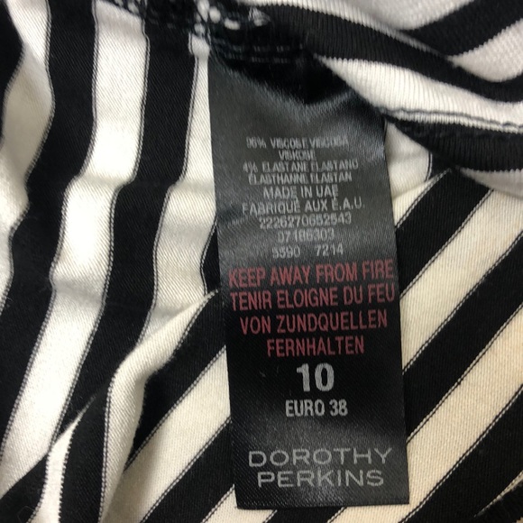 Dorothy Perkins Black/White Striped Jersey Wrap Dress Size 6/M - Picture 11 of 11